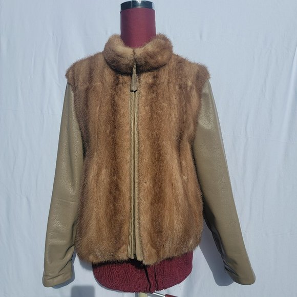 Genuine Mink and leather jacket L